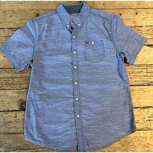 PX Los Angeles Mens Size M Blue Short Sleeve Button Up NWOT